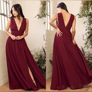 Lulus Heavenly Hues Formal Burgundy Maxi Dress